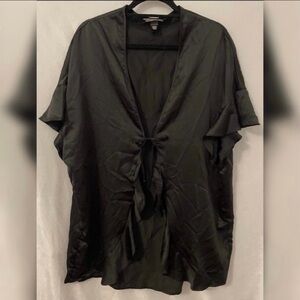 Victoria's Secret Black “Love” Satin Robe